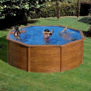Piscina Desmontável GRE Sicilia Circular – Efeito Madeira